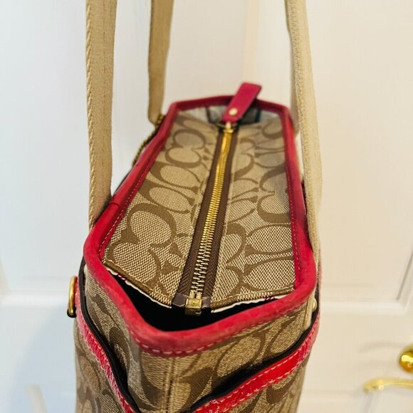 Y2K 2000 Hobo Coach Heritage Signature Stripe Pink/Tan Tote Bag Vintage - Picture 12 of 16